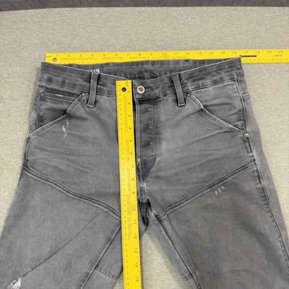 GStar RAW Jeans Mens 30x32 Gray 3D Slim Button Fly Straight Moto Streetwear - Picture 2 of 12